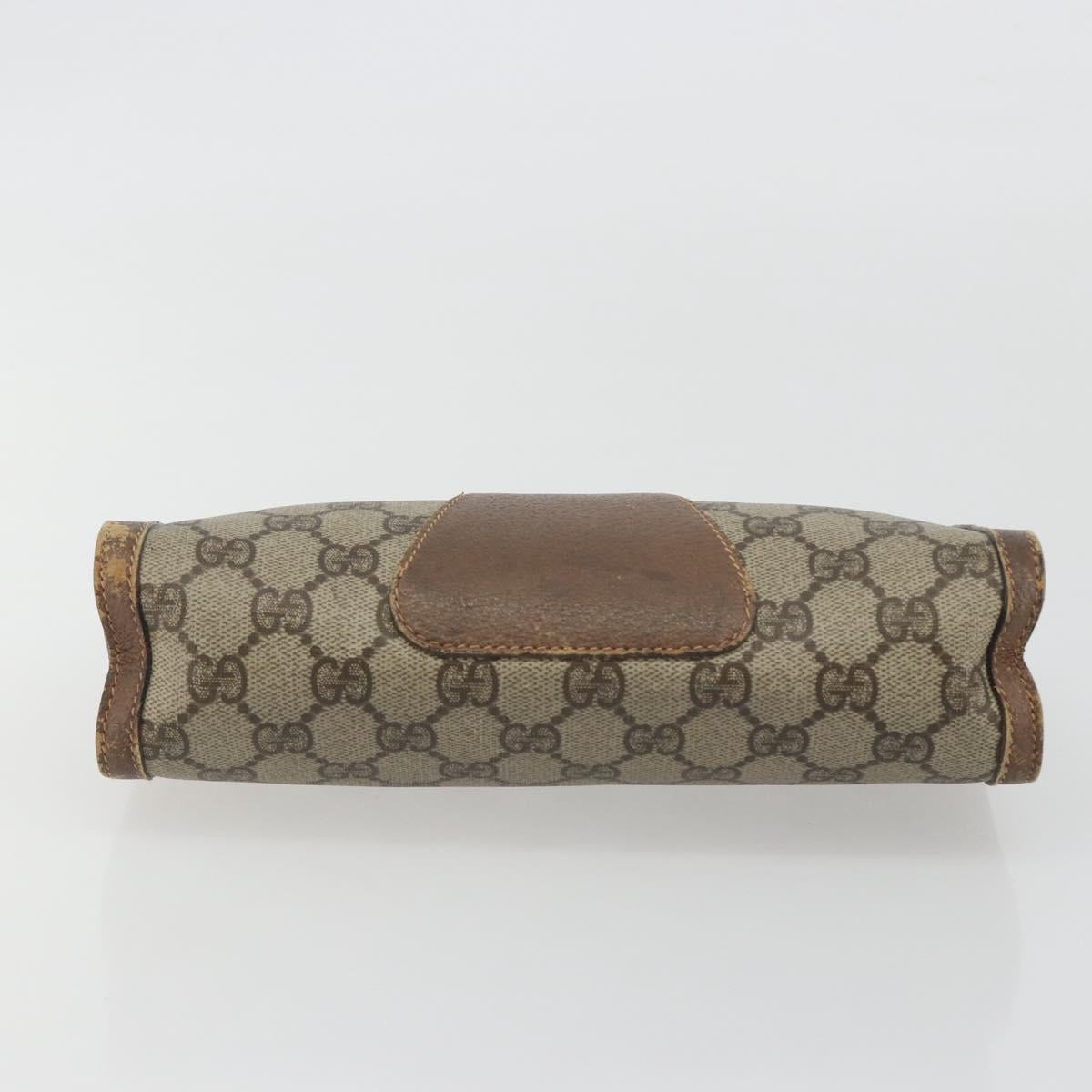 GUCCI GG Supreme Web Sherry Line Bag PVC Beige Gold 156 01 032 Auth 192673