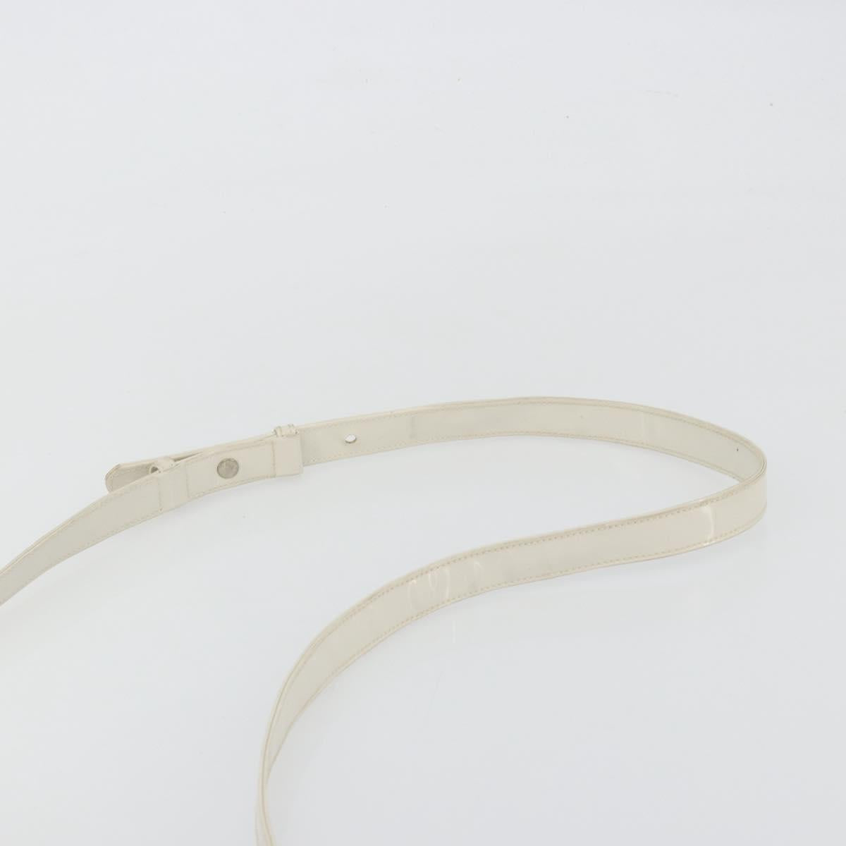 CELINE Circle Shoulder Bag Patent Leather Ivory Silver Auth 192674