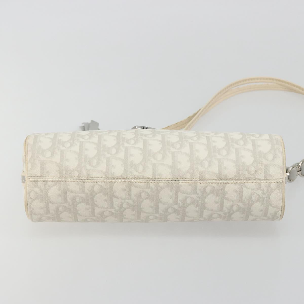 Christian Dior Trotter Canvas Romantic Bag PVC White Silver Auth 192675A