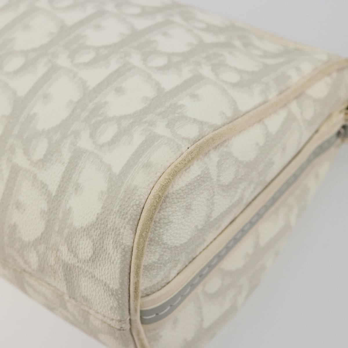 Christian Dior Trotter Canvas Romantic Bag PVC White Silver Auth 192675A
