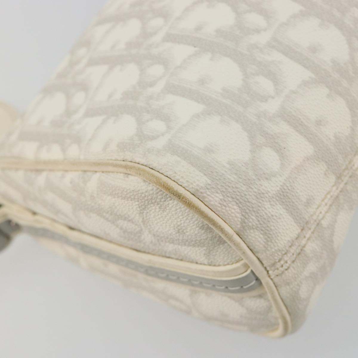 Christian Dior Trotter Canvas Romantic Bag PVC White Silver Auth 192675A