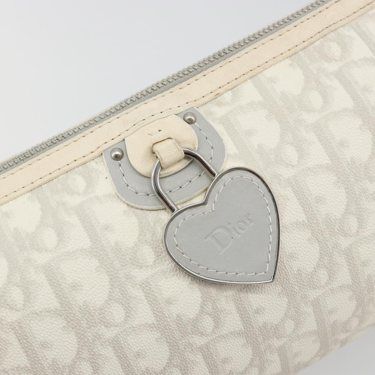 Christian Dior Trotter Canvas Romantic Bag PVC White Silver Auth 192675A