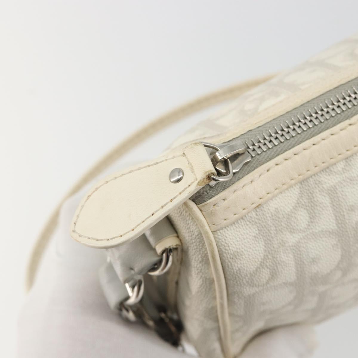 Christian Dior Trotter Canvas Romantic Bag PVC White Silver Auth 192675A