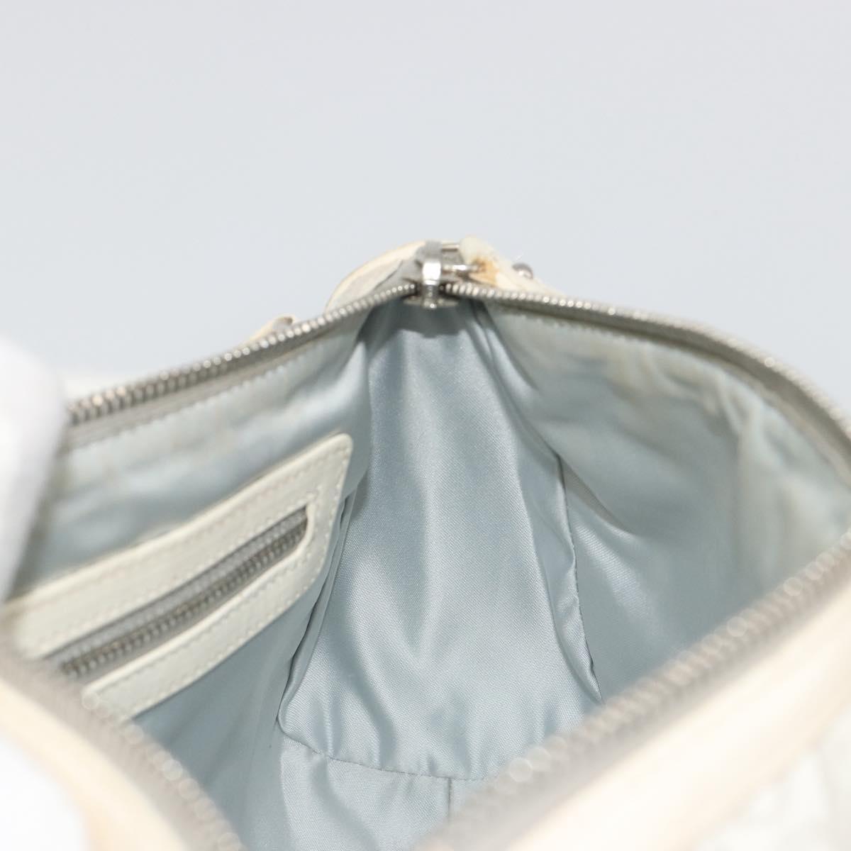 Christian Dior Trotter Canvas Romantic Bag PVC White Silver Auth 192675A