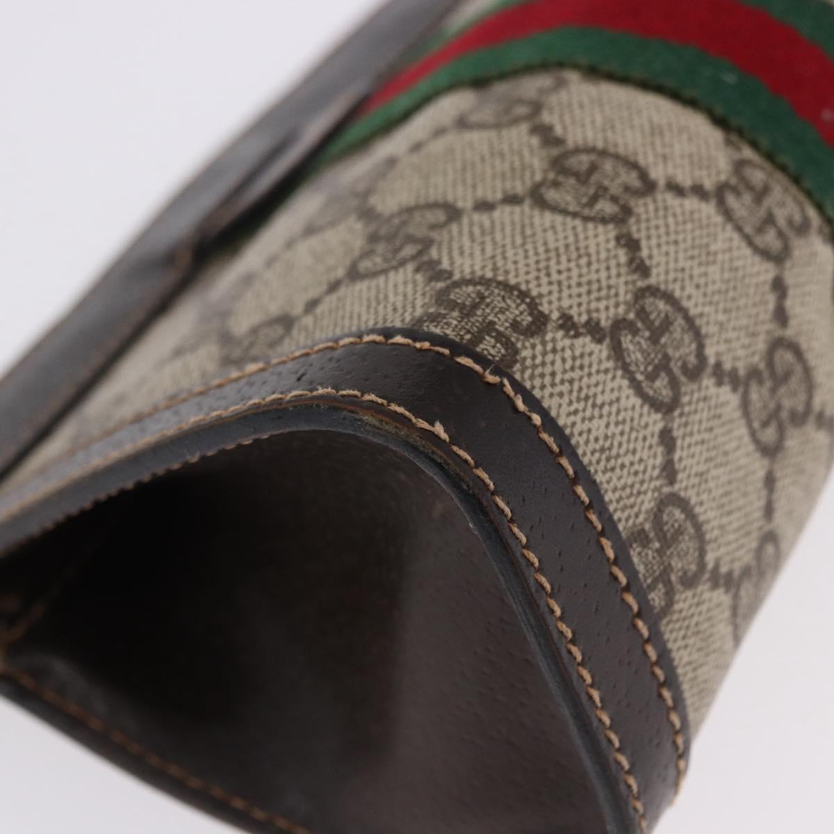 GUCCI GG Supreme Web Sherry Line Clutch Bag PVC Suede 2 Set Beige Auth 192683