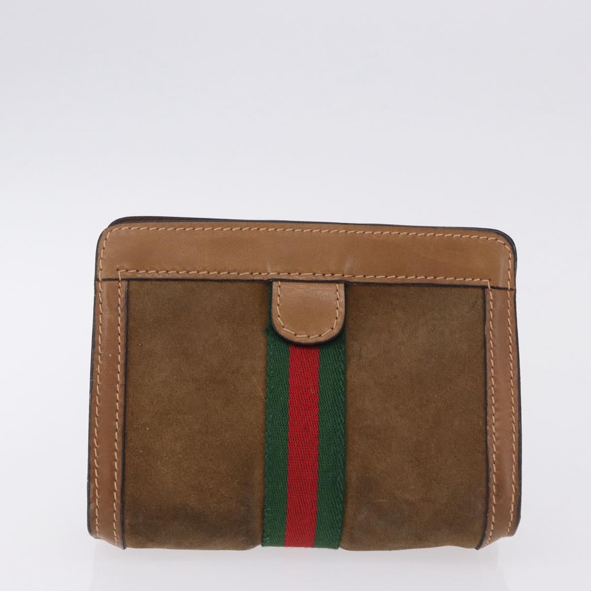 GUCCI GG Supreme Web Sherry Line Clutch Bag PVC Suede 2 Set Beige Auth 192683