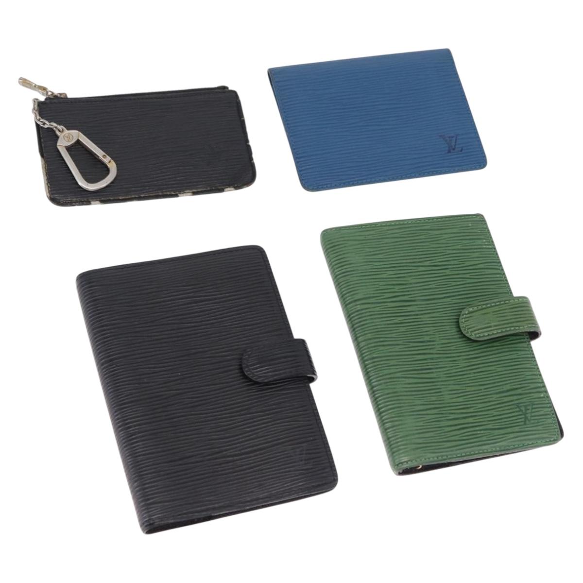 LOUIS VUITTON Epi Day Planner Cover 4 Set Blue Black Green LV Auth 192684