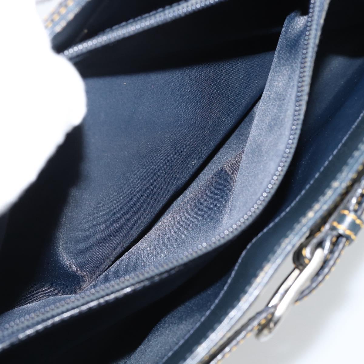 Christian Dior Trotter Canvas Hand Bag Navy Silver Auth 192691