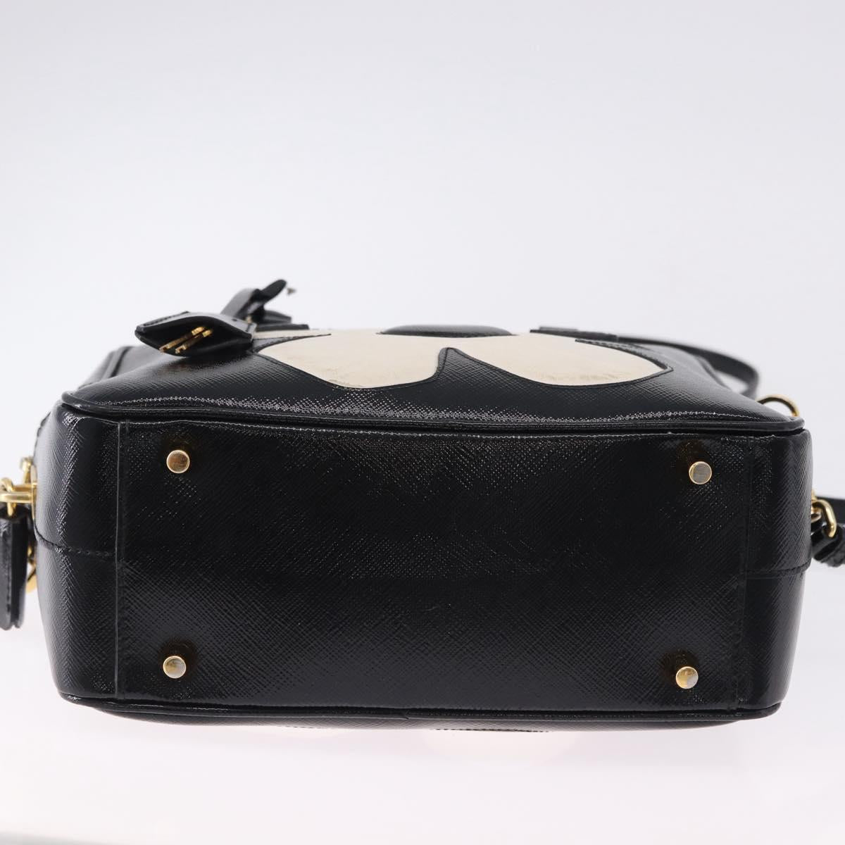 PRADA Hand Bag Saffiano leather 2way Black Gold Tone Auth 192692A