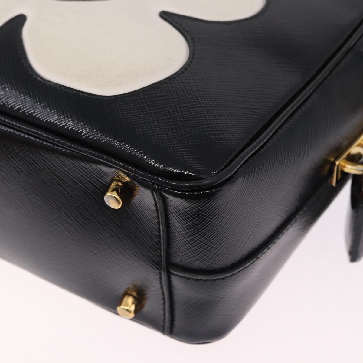 PRADA Hand Bag Saffiano leather 2way Black Gold Tone Auth 192692A