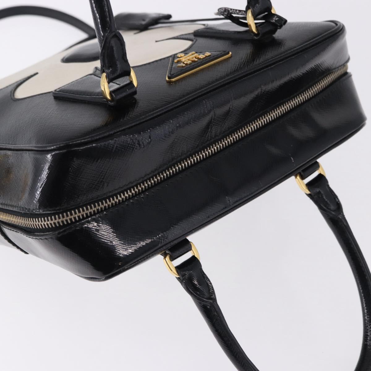 PRADA Hand Bag Saffiano leather 2way Black Gold Tone Auth 192692A