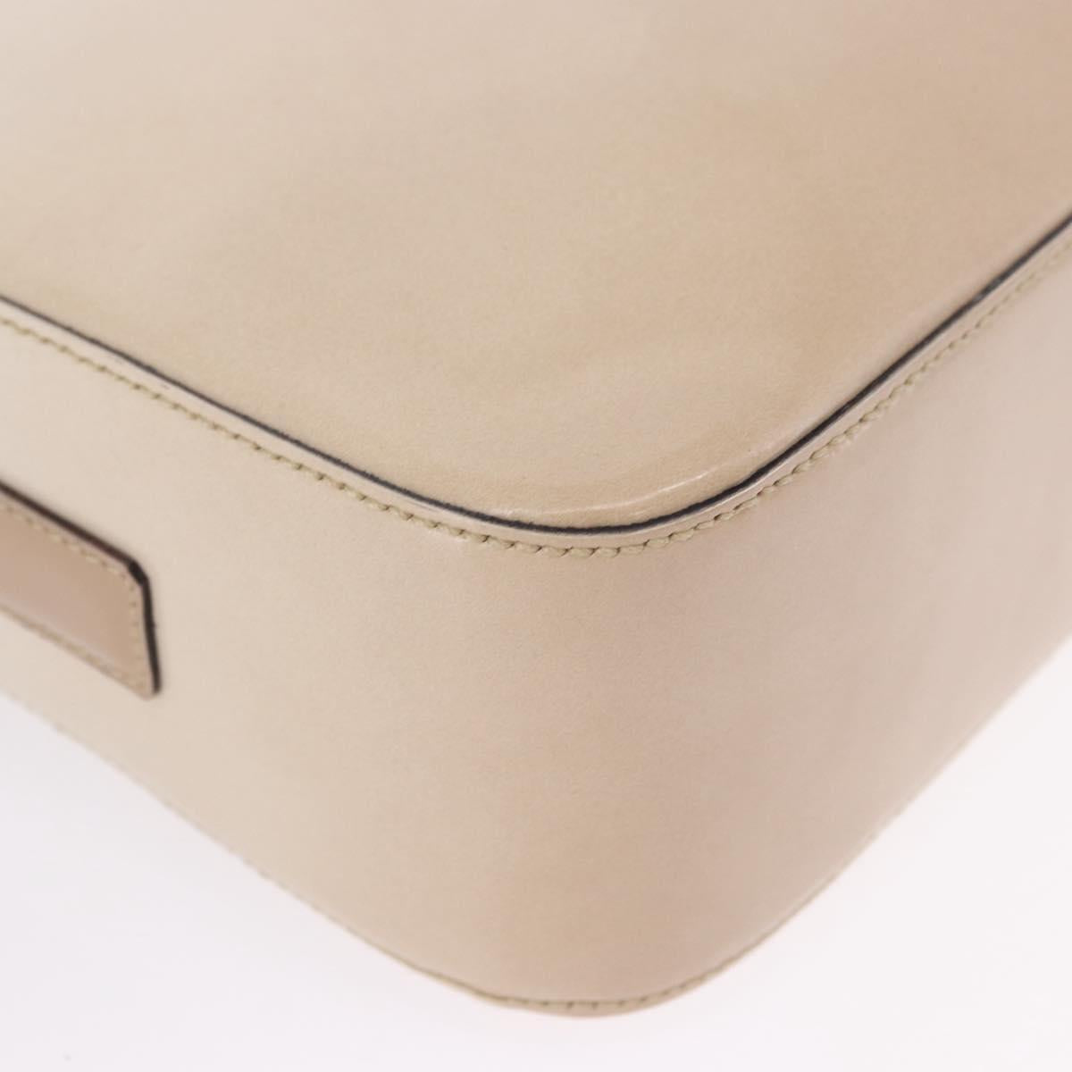 PRADA Shoulder Bag Leather Ivory Silver Auth 192693A