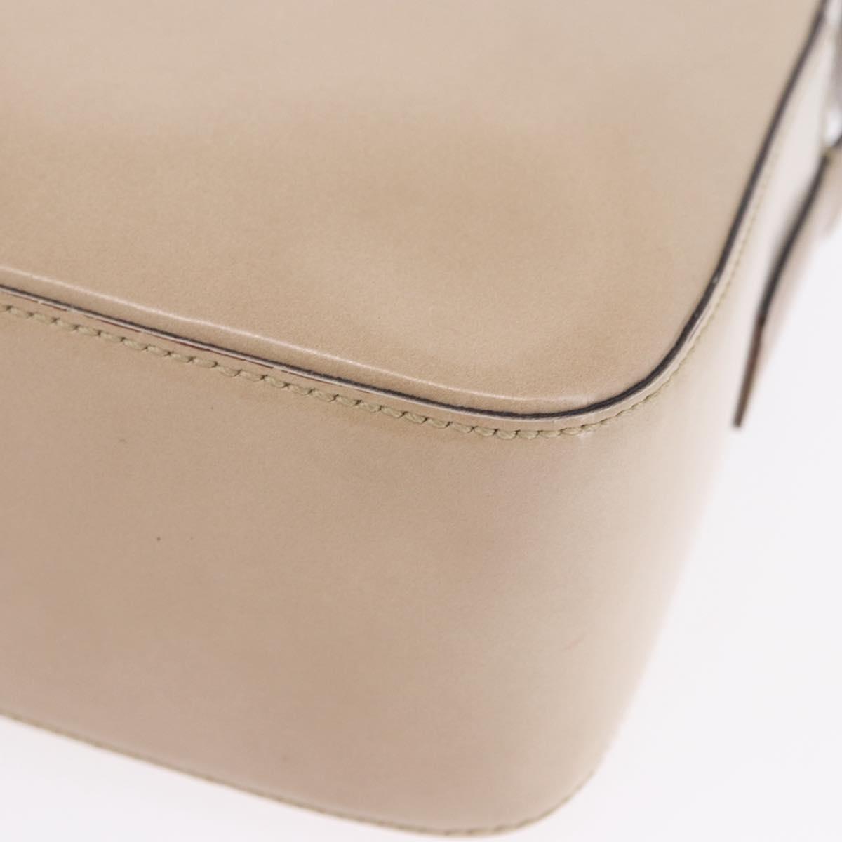 PRADA Shoulder Bag Leather Ivory Silver Auth 192693A