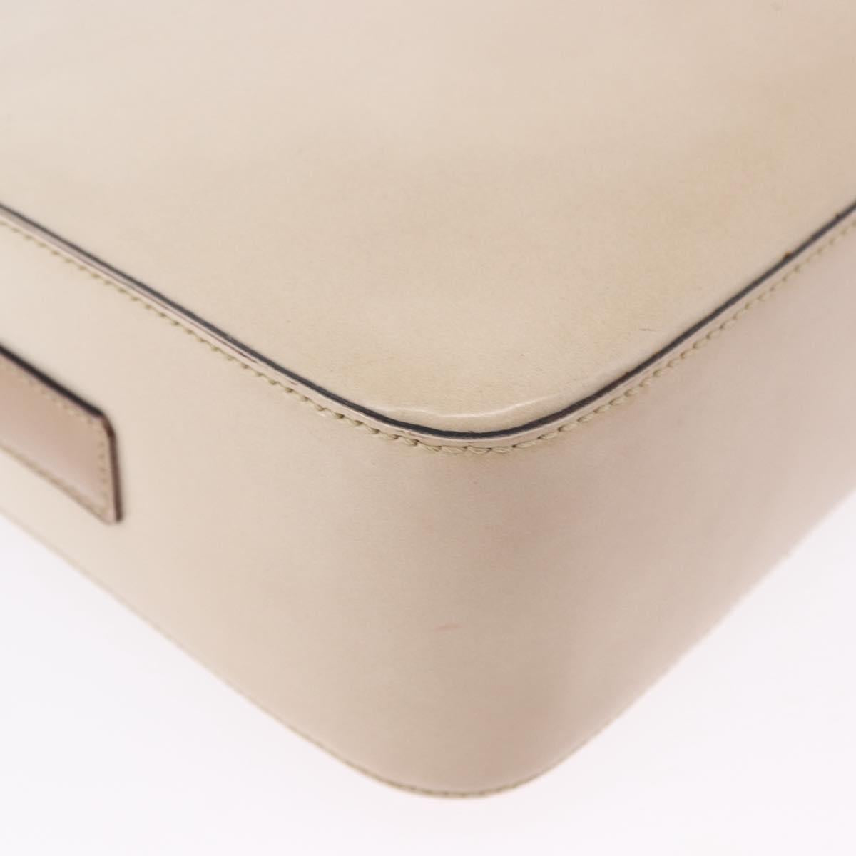 PRADA Shoulder Bag Leather Ivory Silver Auth 192693A