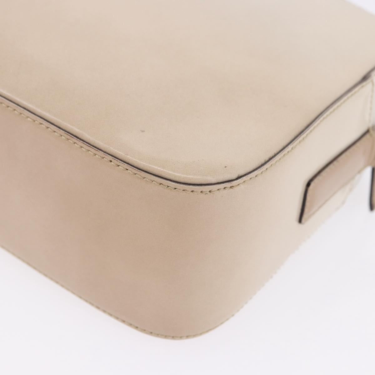 PRADA Shoulder Bag Leather Ivory Silver Auth 192693A