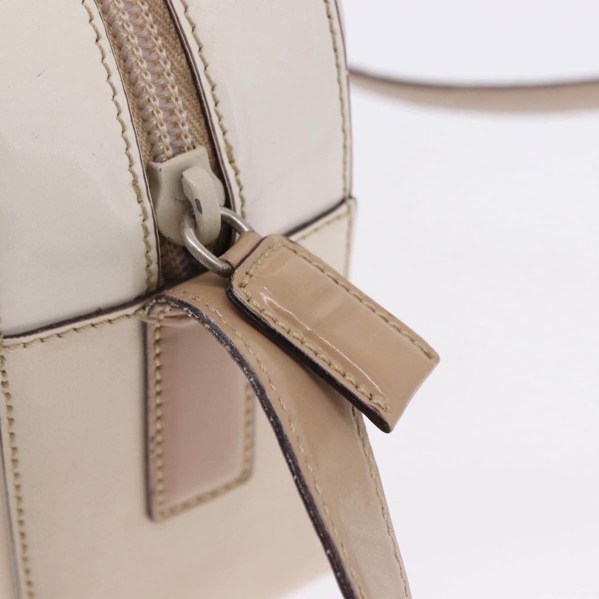 PRADA Shoulder Bag Leather Ivory Silver Auth 192693A