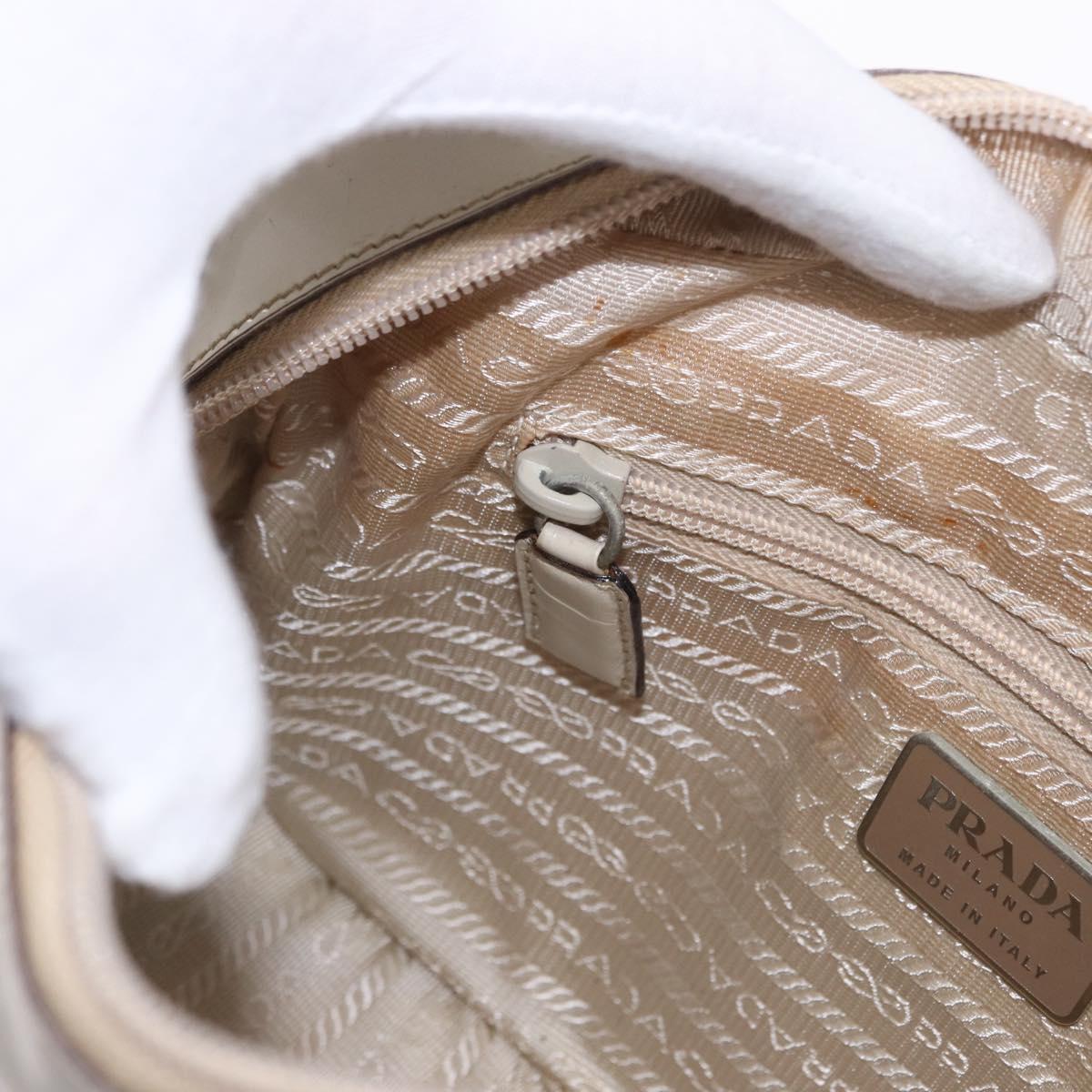 PRADA Shoulder Bag Leather Ivory Silver Auth 192693A