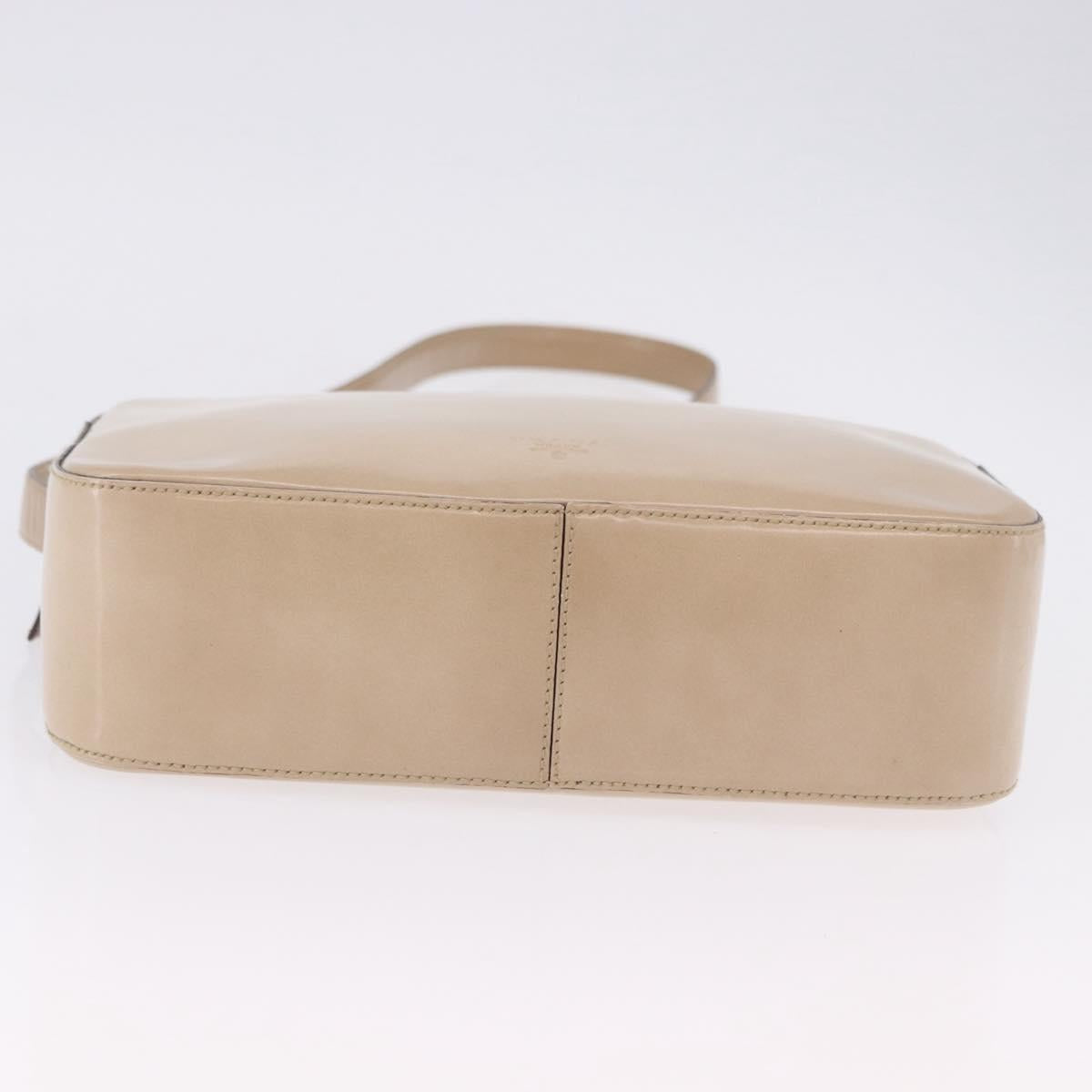 PRADA Shoulder Bag Leather Ivory Silver Auth 192693A