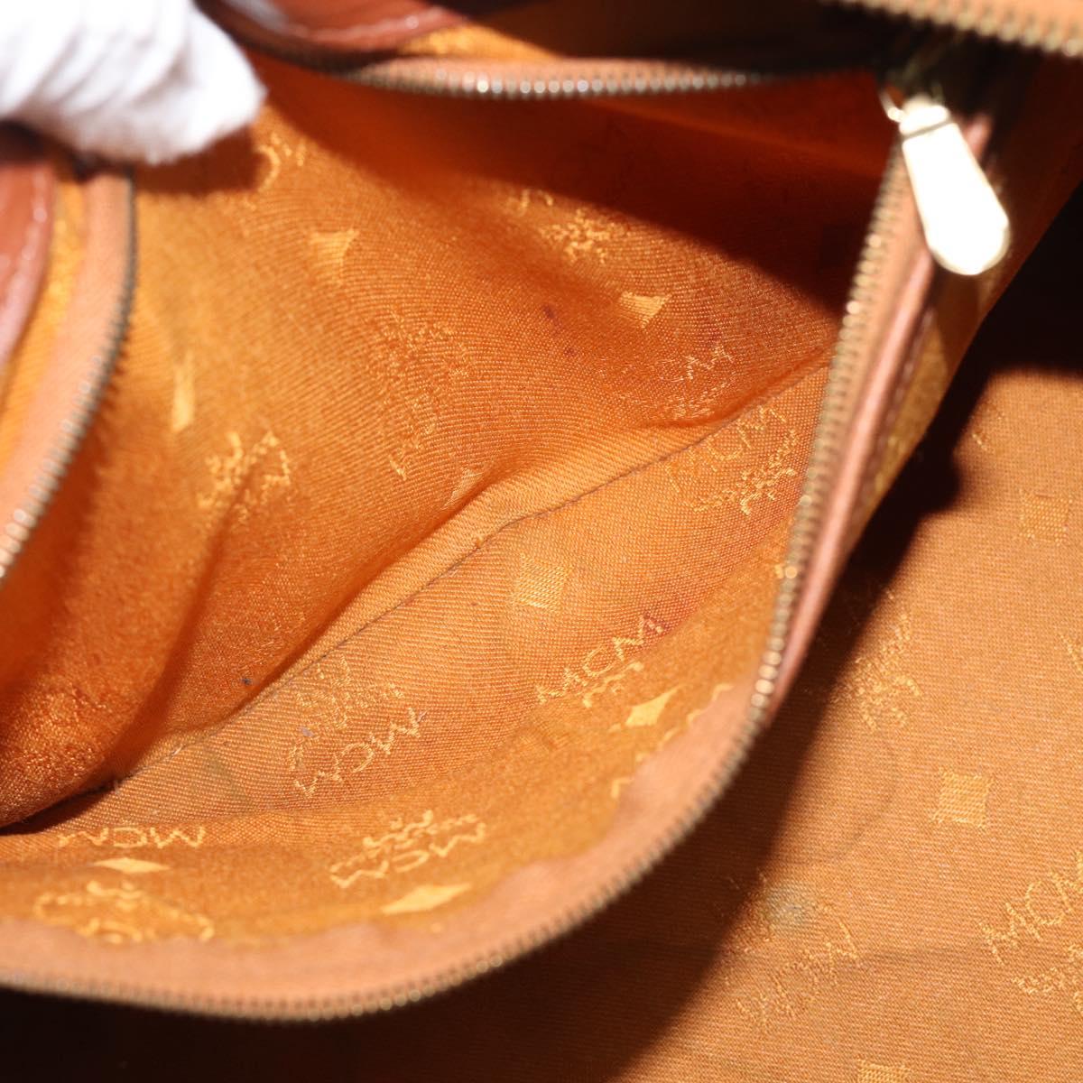 MCM Vicetos Hand Bag PVC Leather Brown Gold Tone Auth 192694