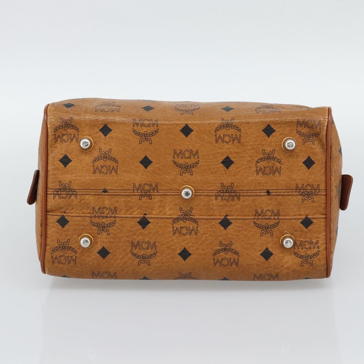MCM Vicetos Hand Bag PVC Leather Brown Gold Tone Auth 192694