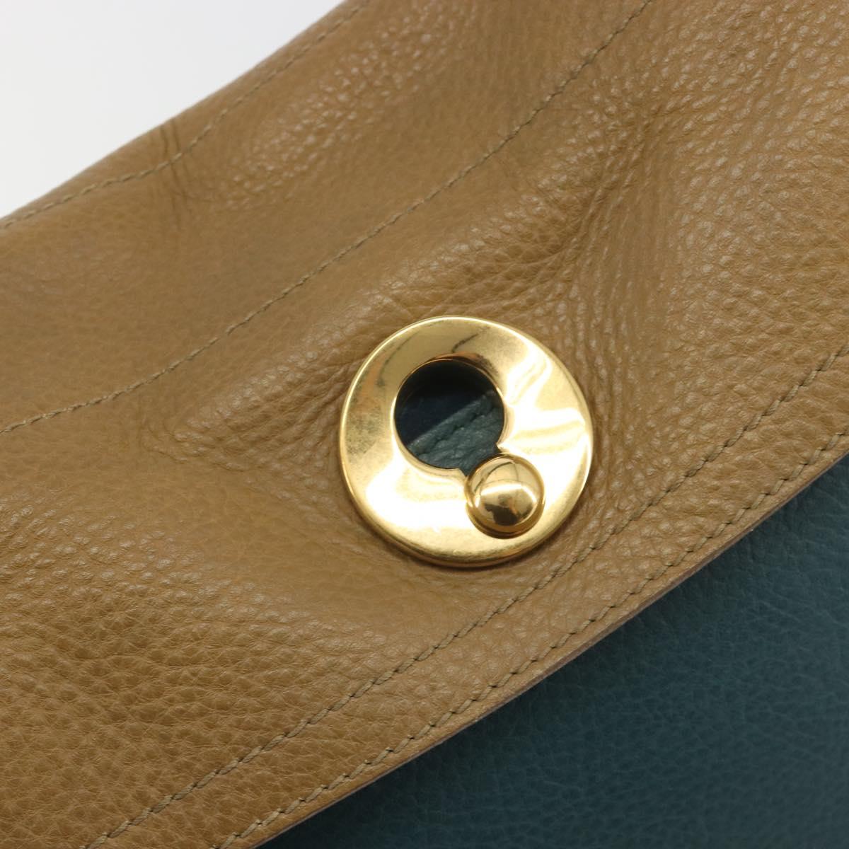 SAINT LAURENT Hand Bag Leather Navy Beige 197149 Auth 192695A