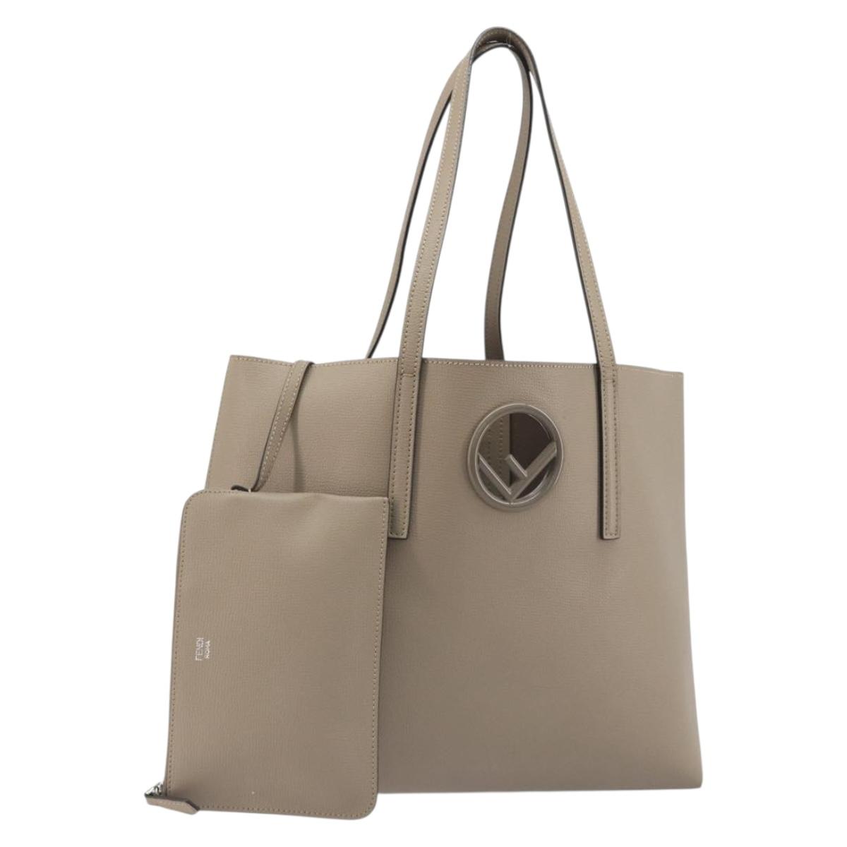 FENDI F's Tote Bag Leather Gray 8BH348 Auth 192696A