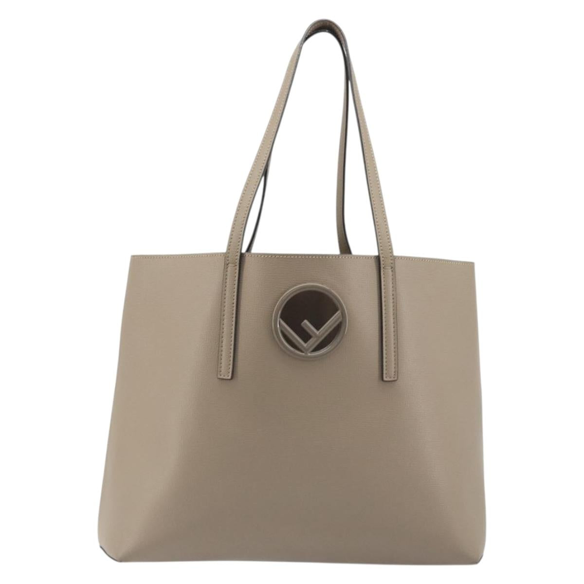 FENDI F's Tote Bag Leather Gray 8BH348 Auth 192696A