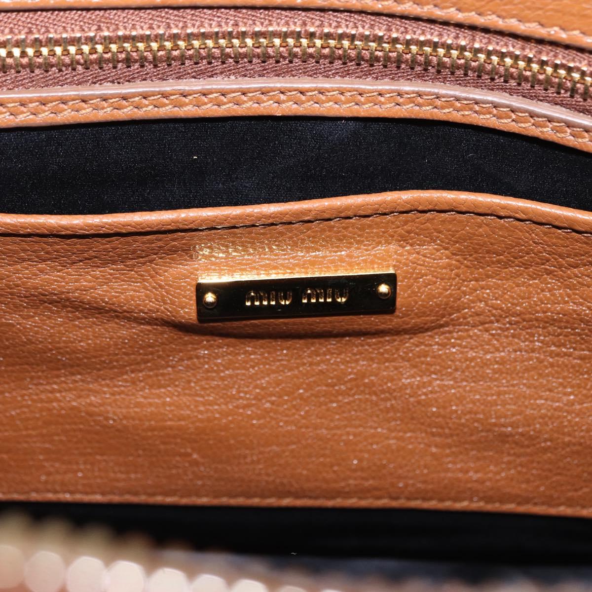 Miu Miu Madras Hand Bag Leather 2way Brown Gold Auth 192697V