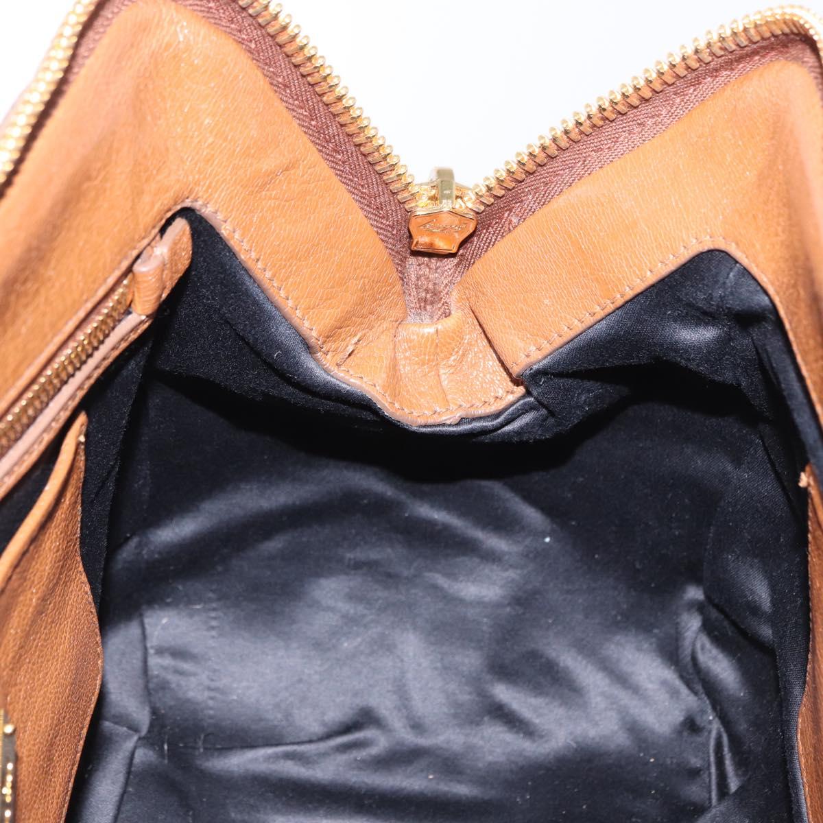 Miu Miu Madras Hand Bag Leather 2way Brown Gold Auth 192697V
