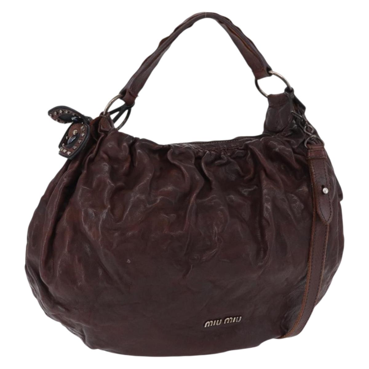 Miu Miu Shoulder Bag Leather 2way Brown Auth 192700A