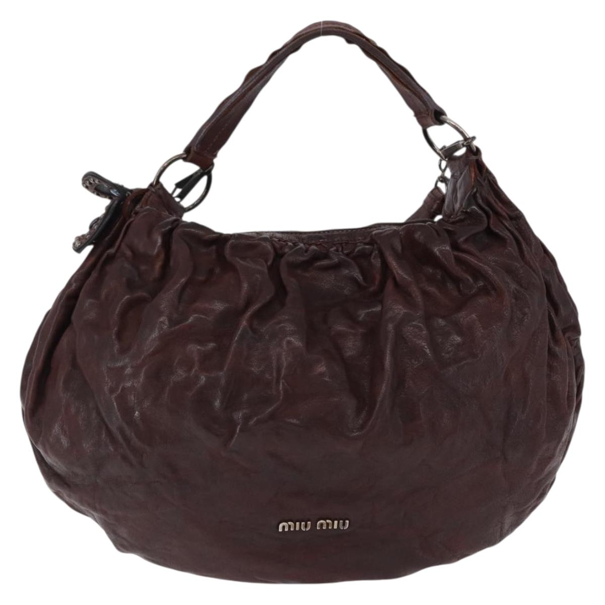 Miu Miu Shoulder Bag Leather 2way Brown Auth 192700A
