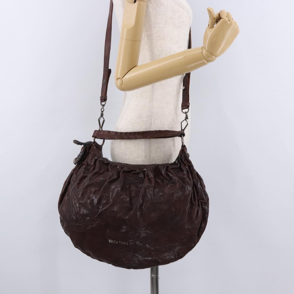 Miu Miu Shoulder Bag Leather 2way Brown Auth 192700A