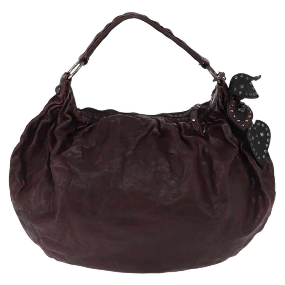 Miu Miu Shoulder Bag Leather 2way Brown Auth 192700A