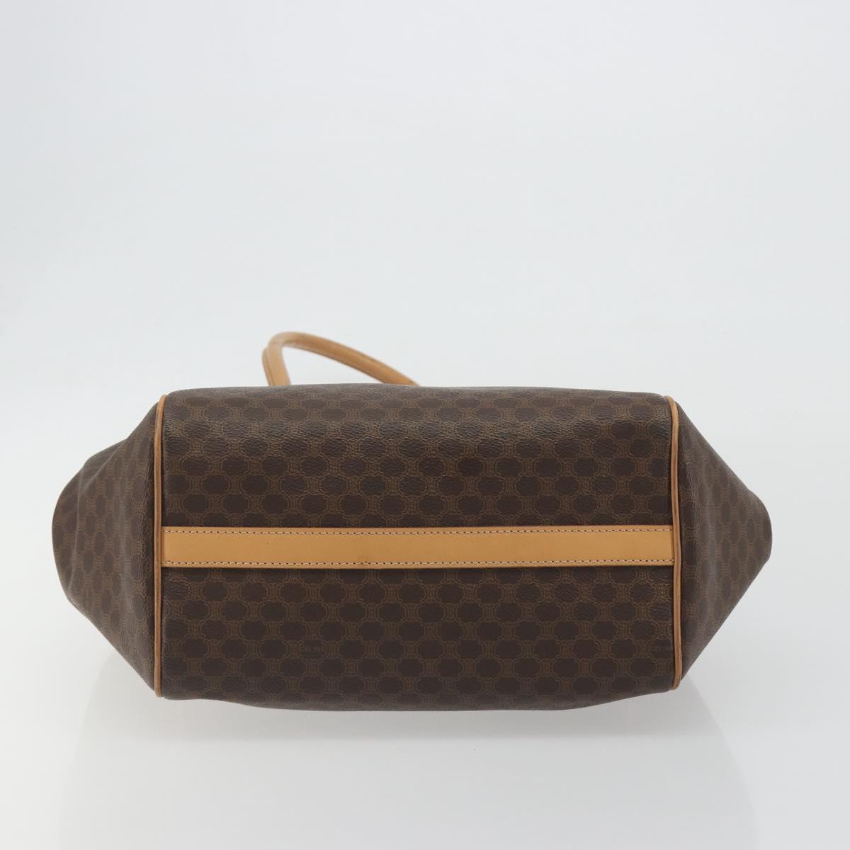 CELINE Macadam Tote Bag PVC Leather Brown Gold Tone Auth 192701