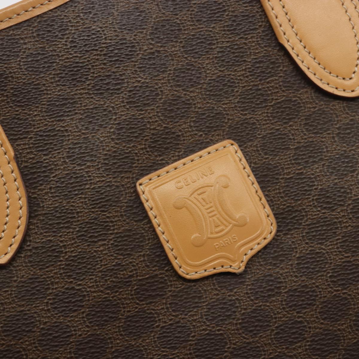 CELINE Macadam Tote Bag PVC Leather Brown Gold Tone Auth 192701