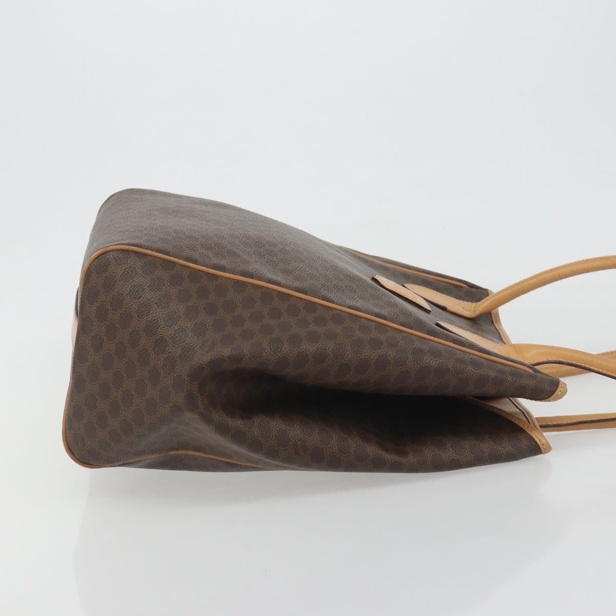 CELINE Macadam Tote Bag PVC Leather Brown Gold Tone Auth 192701