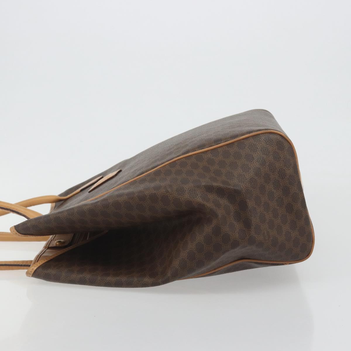CELINE Macadam Tote Bag PVC Leather Brown Gold Tone Auth 192701