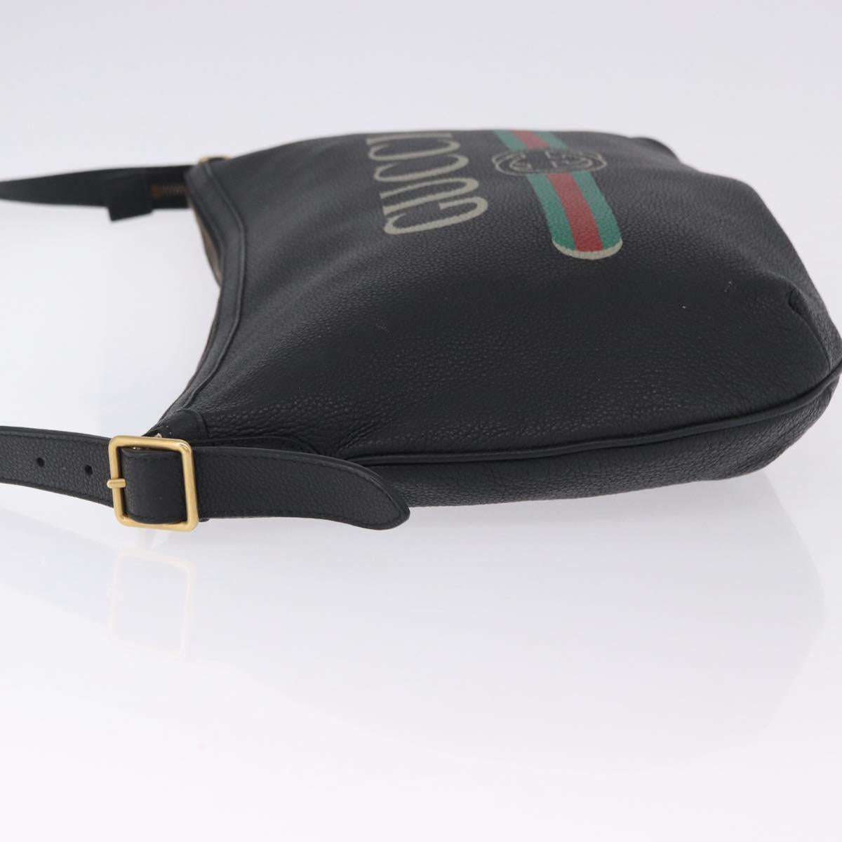 GUCCI Shoulder Bag Leather Black Gold Tone 523588 Auth 192702A