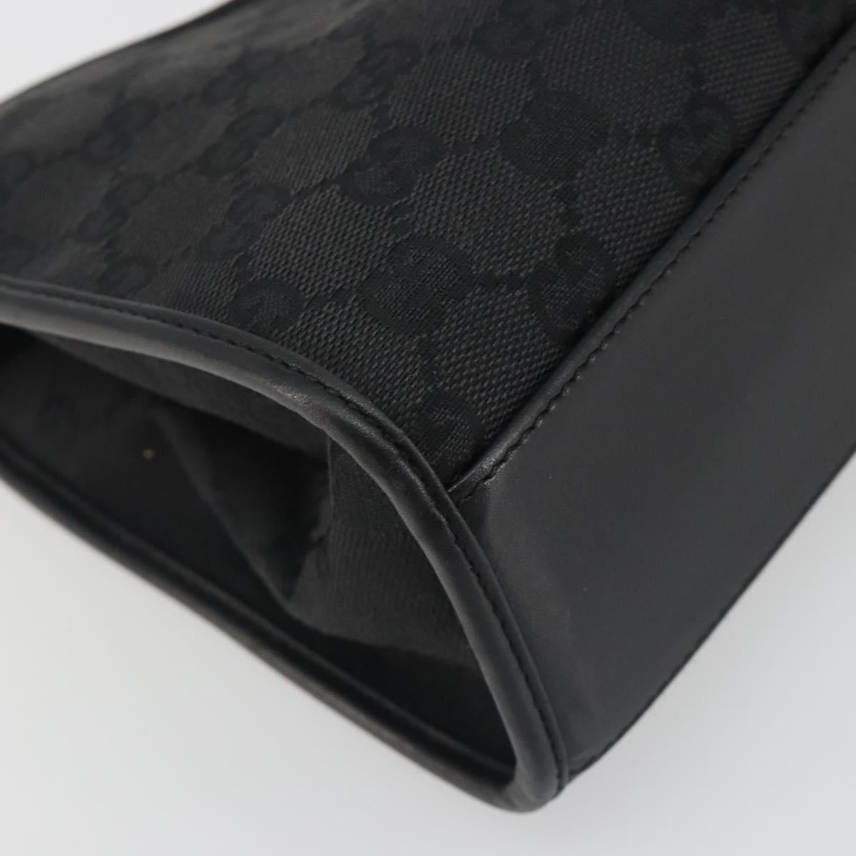 GUCCI GG Canvas Jackie Hand Bag Black Silver 01721 Auth 192703
