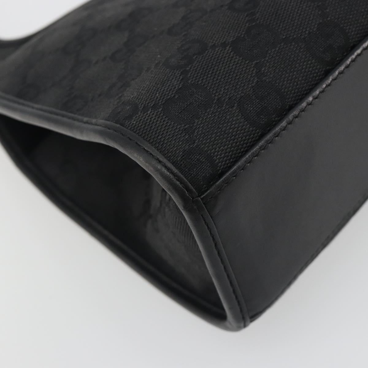 GUCCI GG Canvas Jackie Hand Bag Black Silver 01721 Auth 192703