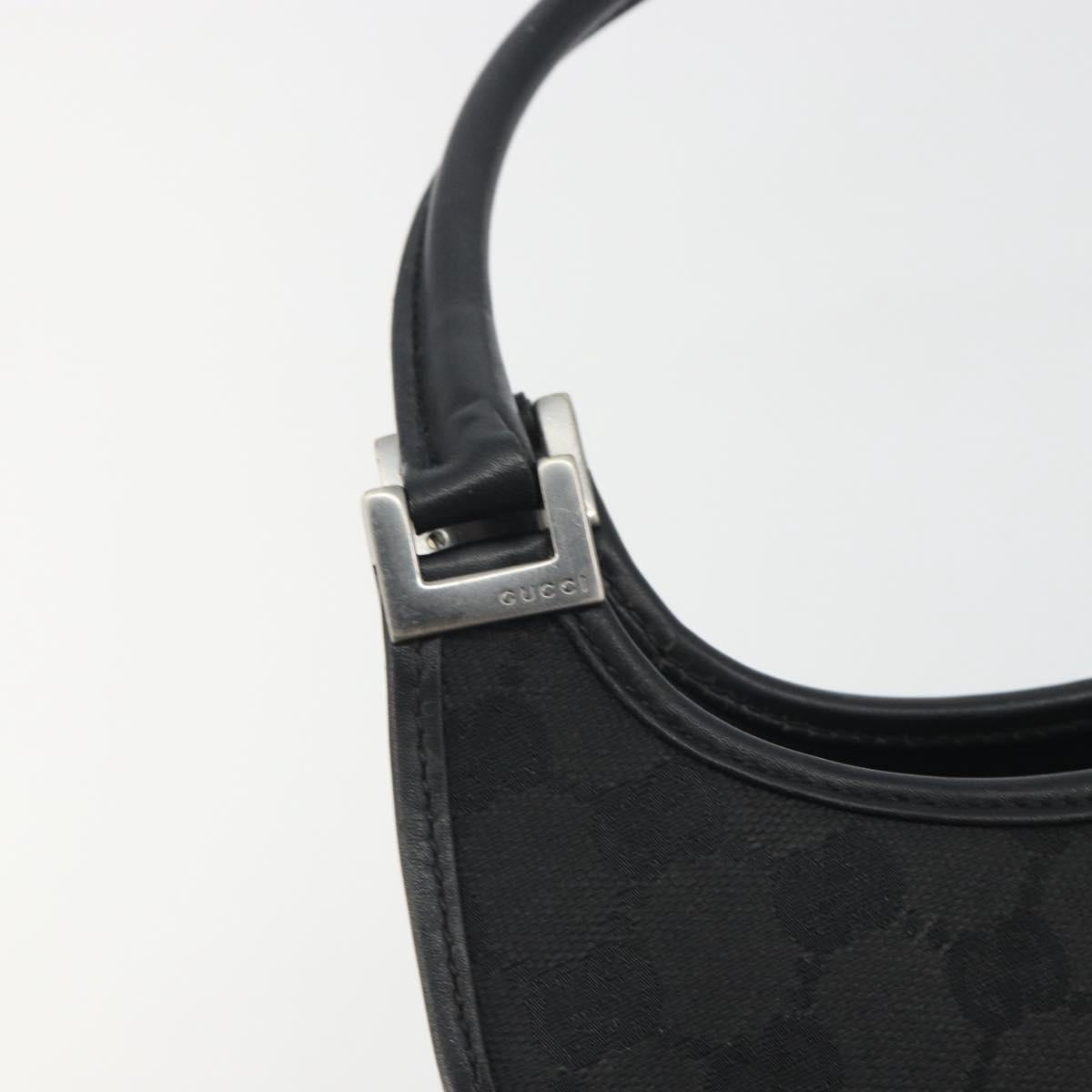 GUCCI GG Canvas Jackie Hand Bag Black Silver 01721 Auth 192703