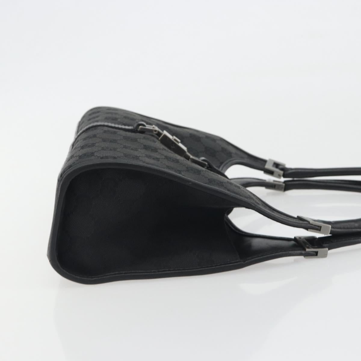GUCCI GG Canvas Jackie Hand Bag Black Silver 01721 Auth 192703