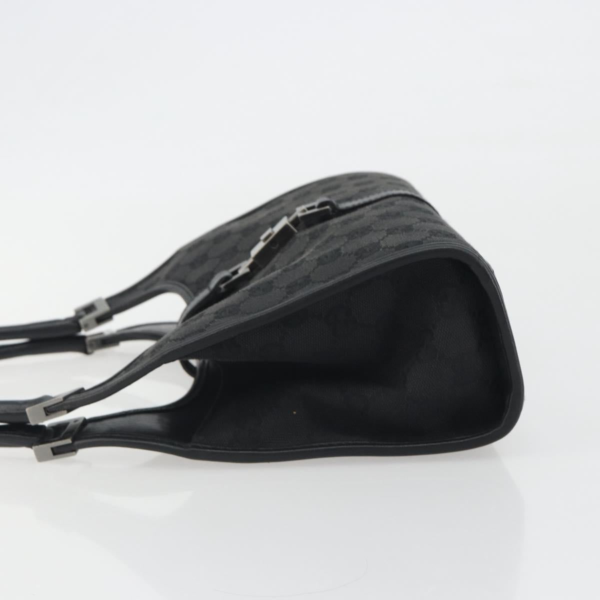 GUCCI GG Canvas Jackie Hand Bag Black Silver 01721 Auth 192703