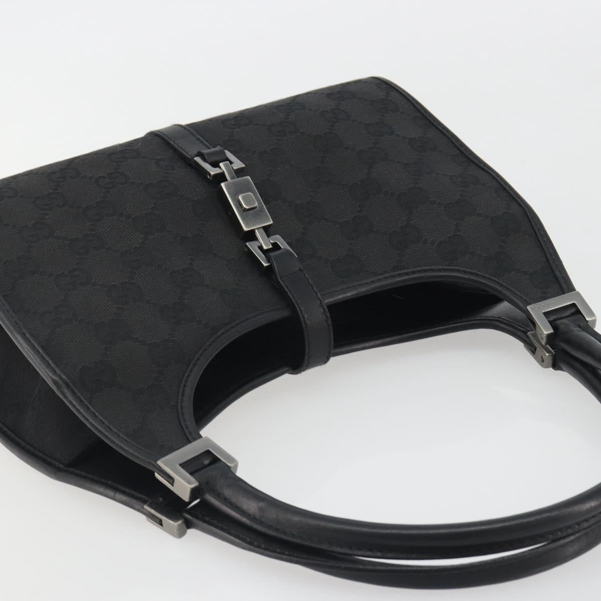 GUCCI GG Canvas Jackie Hand Bag Black Silver 01721 Auth 192703