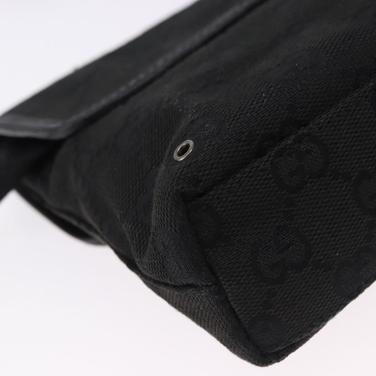 GUCCI GG Canvas Waist Bag Black Silver 92543 Auth 192704A