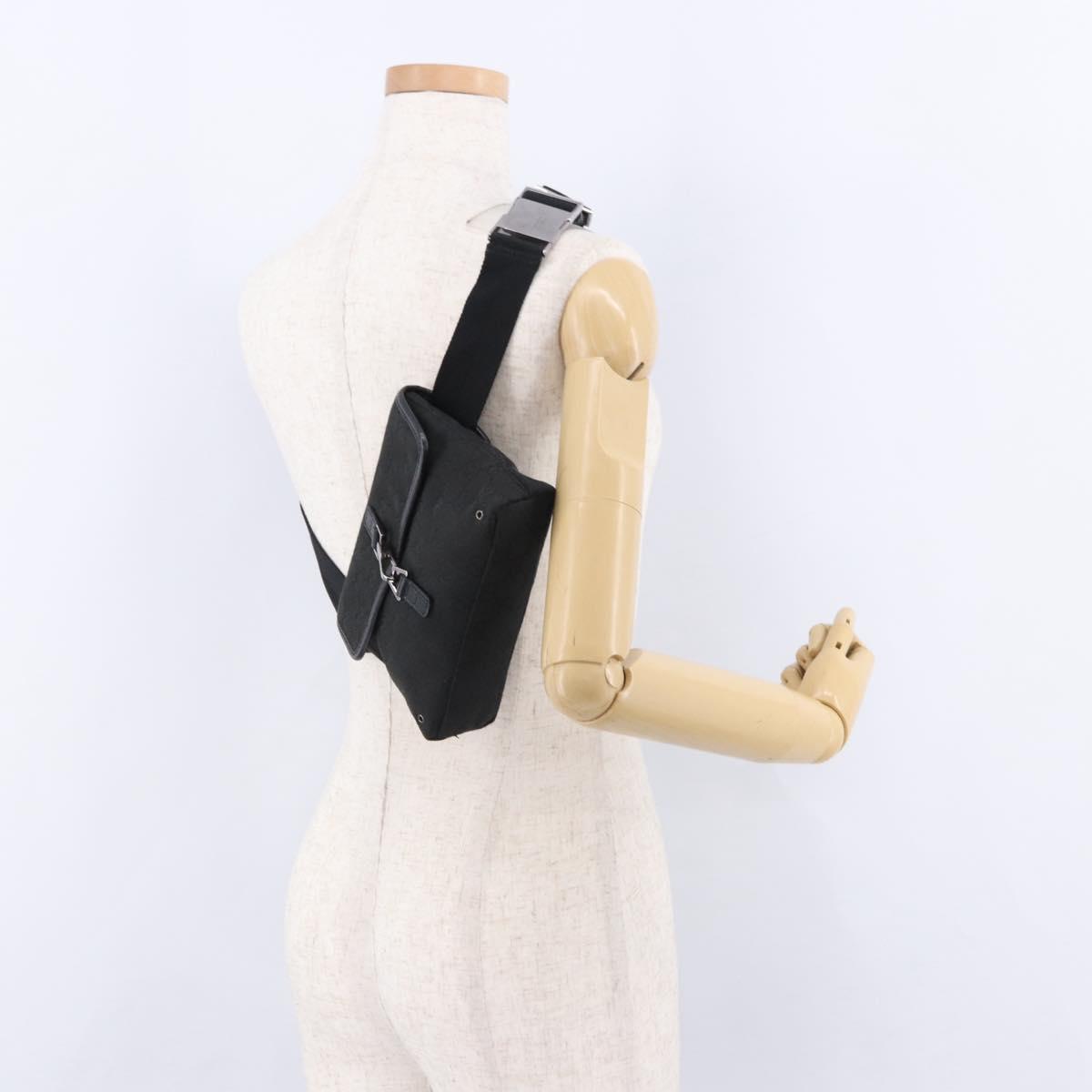 GUCCI GG Canvas Waist Bag Black Silver 92543 Auth 192704A