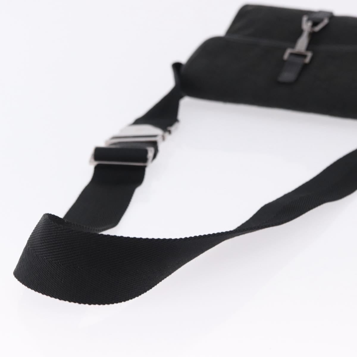 GUCCI GG Canvas Waist Bag Black Silver 92543 Auth 192704A