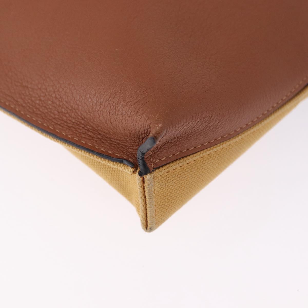 LOEWE Clutch Bag Canvas Brown Silver Auth 192707A