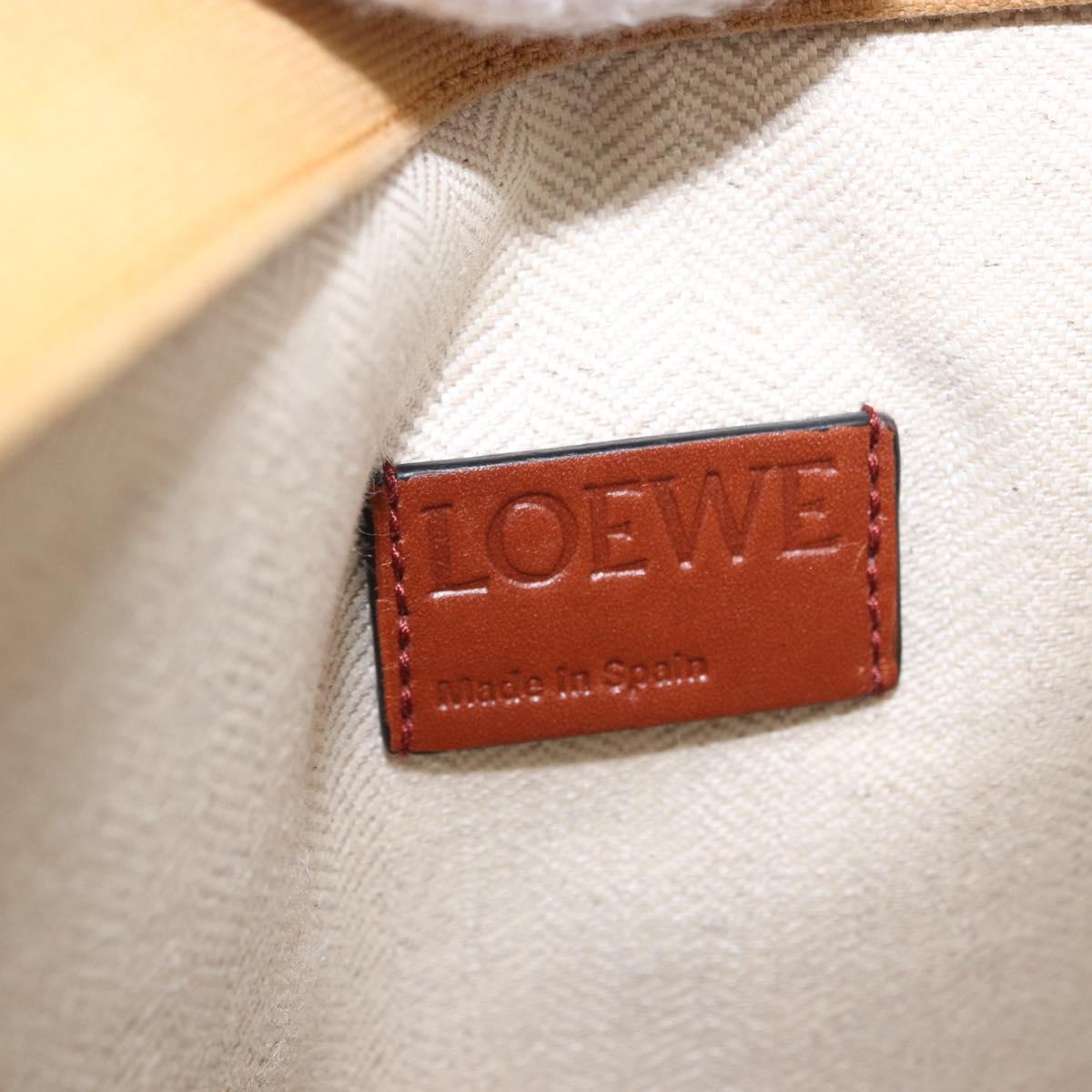 LOEWE Clutch Bag Canvas Brown Silver Auth 192707A