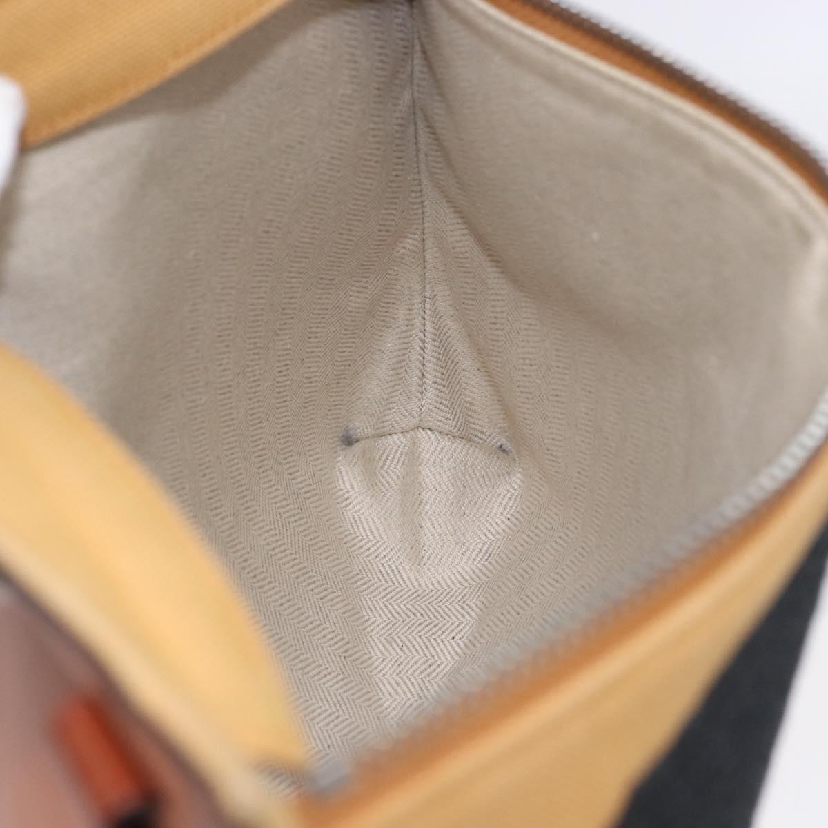 LOEWE Clutch Bag Canvas Brown Silver Auth 192707A